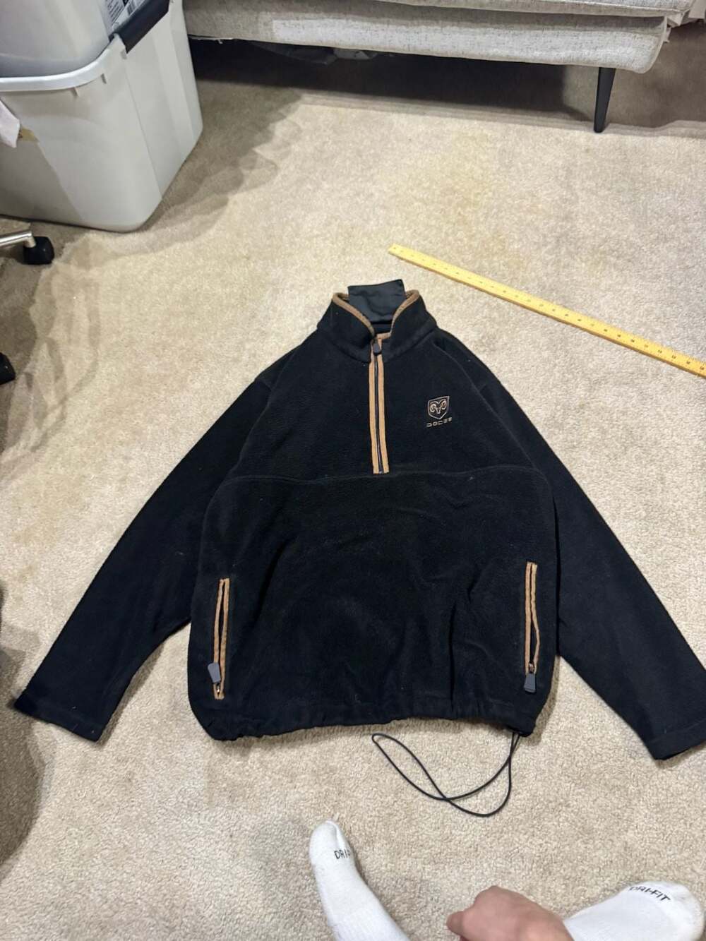 Vintage Dodge Ram Logo Fleece Quarter Zip Pullover Size Large
